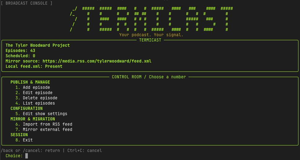 Termicast CLI screenshot